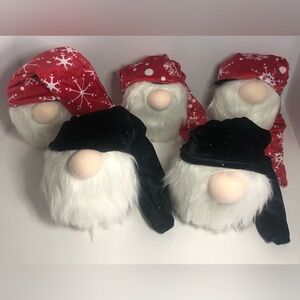 Gnome Daddy Bean Bag Plush Lot (5) Snap Button Reversible Pointed Hats.Red&Black